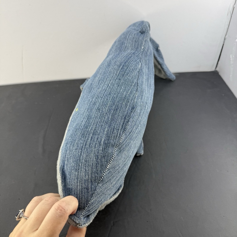 Denim Handmade Whale Plush 24" Stuffed Animal ~ Recycled/Upcycled Blue Jeans - Picture 3 of 7